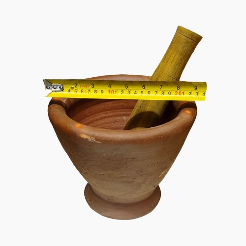 Clay (Laos Style) Pestle & Mortar - Ca 9'' Diameter