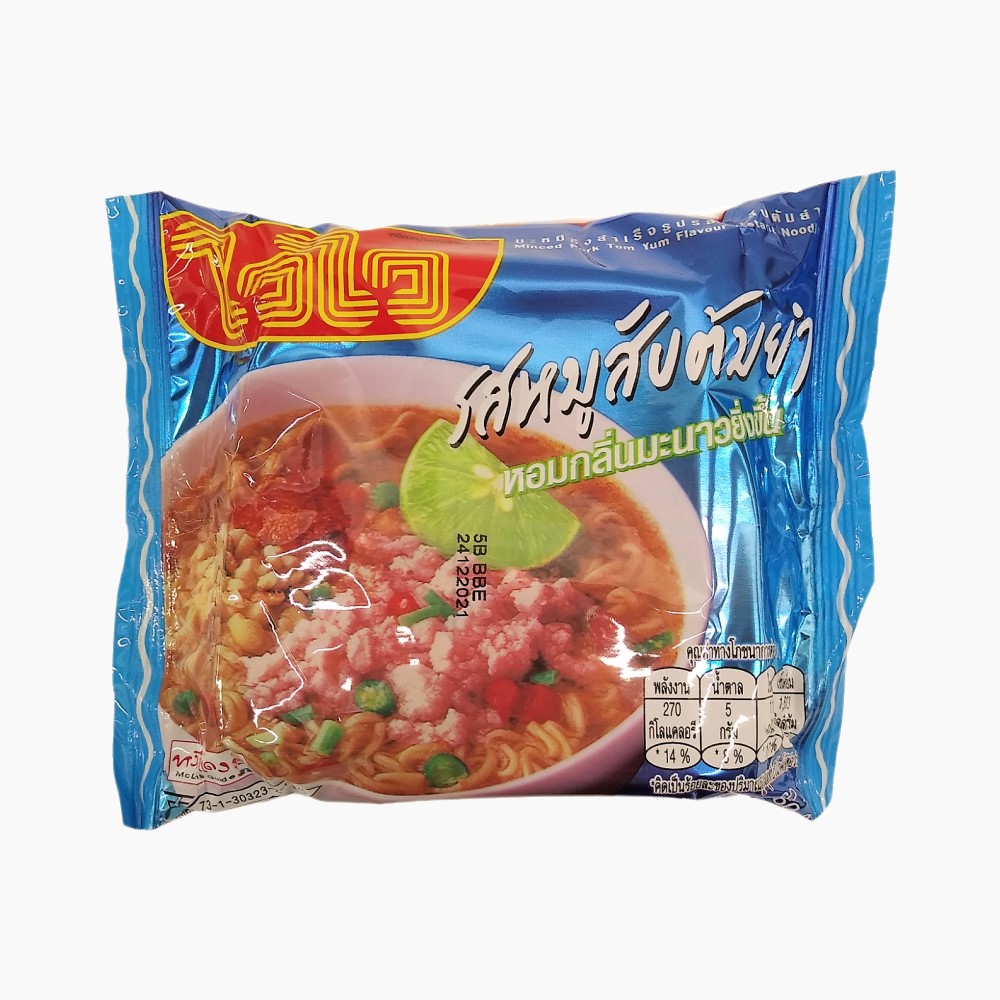 Wai Wai Instant Noodles Minced Pork Tom Yum Flavour - 60g