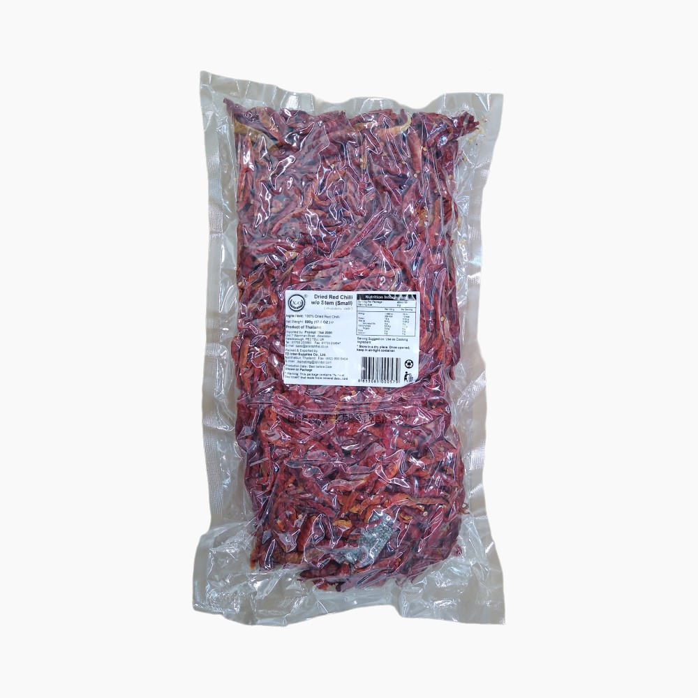 XO Dried Small Chilli No Stem - 500g [BB 21.2.27] - yumyumthaishop.co.uk
