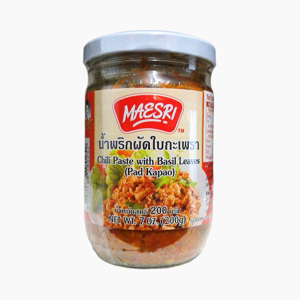 Mae Sri  - Pad Krapau - Chilli Paste With Basil Leaves - JAR - 200g